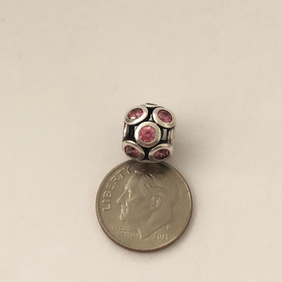 💕3/$85 Pink Cz .925 Sterling Silver Charm - Picture 7 of 10